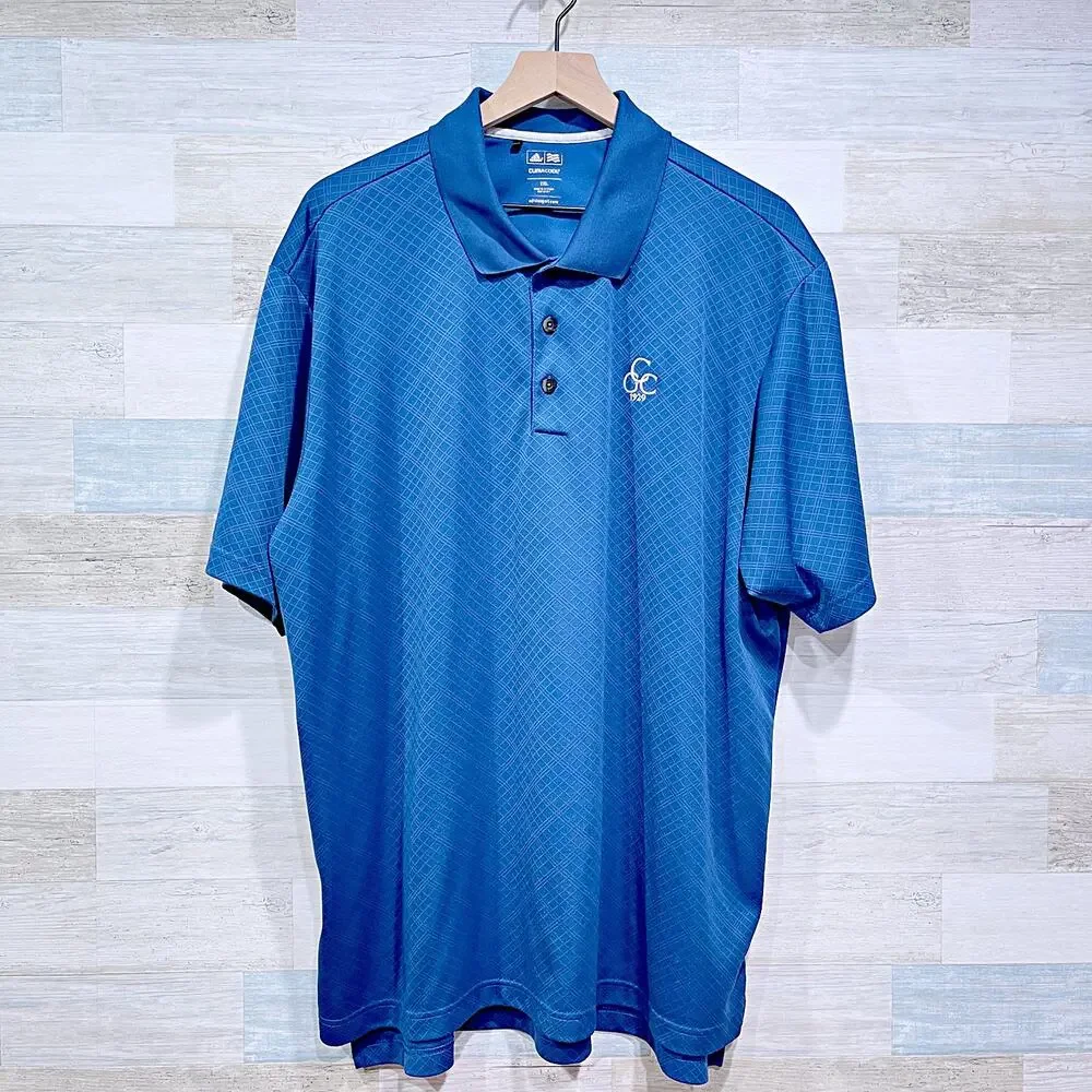 Adidas Country Club Performance Golf Polo Shirt Blue Climacool Mens XXL 2XL
